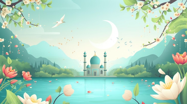 Ramadan nature inspired design background illustration 2