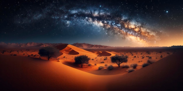Ramadan Night Sky in de Arabische woestijn met hemelse maan