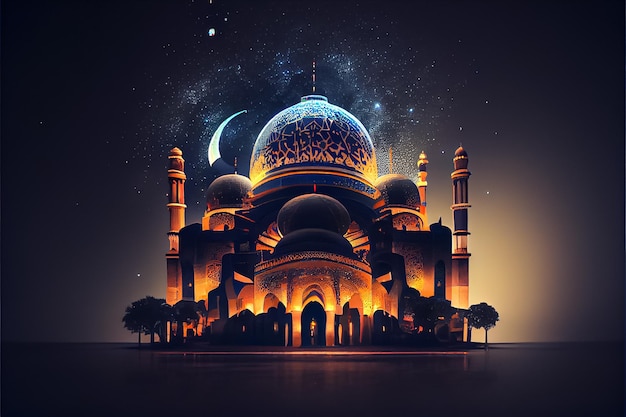 Ramadan The ninth month of Islamic calendar Observed by Muslims around world as A month of fasting prayer repercussions society Month commemorating first verses of Prophet Muhammad ai generated art