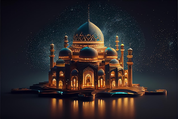 Photo ramadan the ninth month of islamic calendar observed by muslims around world as a month of fasting prayer repercussions society month commemorating first verses of prophet muhammad ai generated art