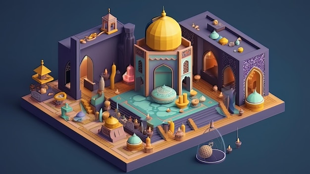라마단 이슬람 달력의 아홉 번째 달 금식 기도 반향 사회의 달로 전 세계 무슬림이 관찰 예언자 무함마드의 첫 번째 구절을 기념하는 달 AI 생성 예술