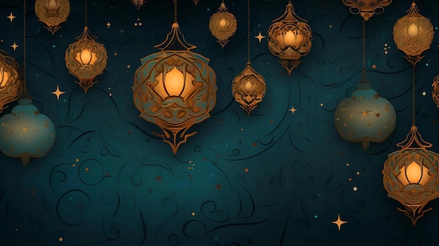 ramadan ornament lamp pattern background design