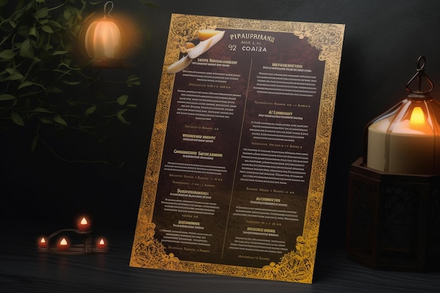 Photo ramadan restaurant menus front side