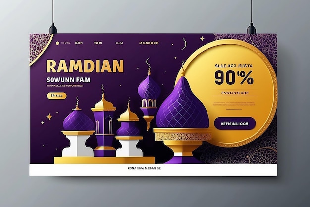 Foto banner di vendita di ramadan pubblicare con podium modelli di social media di ramadan modificabili