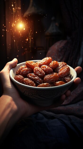 Ramadan schaal gevuld met dadels