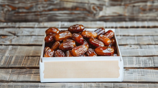 Ramadan Special Dates Presented in Sweet Box on Wooden Background