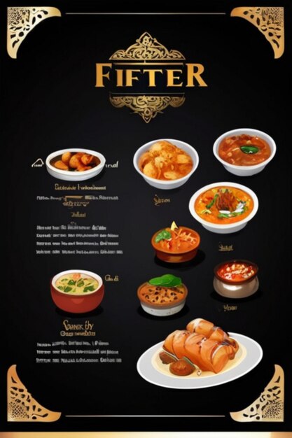 라마단 특별 음식 메뉴 Ifter 메뉴 카드