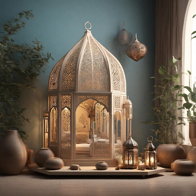 Ramadan stad mengsel 3D lantaarn warme sereniteit