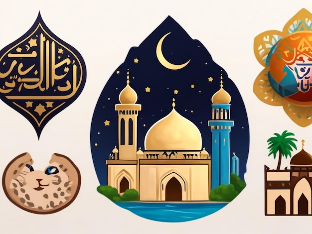 Ramadan Sticker Template voor het drukken van educatieve media