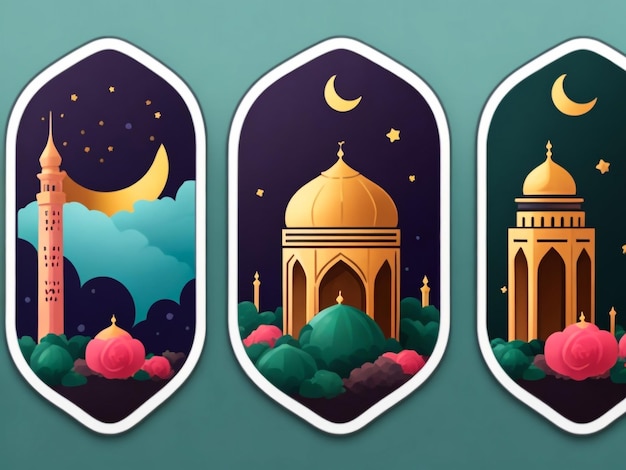 Ramadan Sticker Template voor het drukken van educatieve media