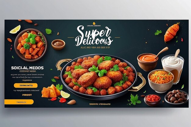 Ramadan super delicious food social media promotion or web ads banner design template