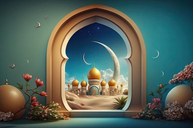 Ramadan Vakantie Achtergrond Illustratie AI Generatief