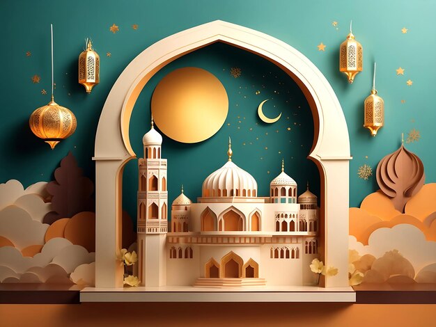 Рамадан вектор Рамадан фон Рамадан Изображение и Исламская мечеть Изображения ИИ генерируется