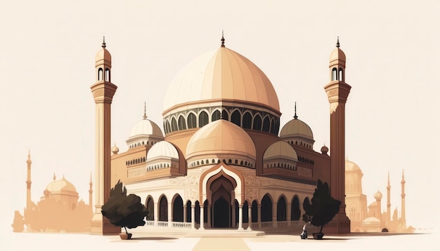 Ramadan Vibes Een vectorillustratie van een moskeelandschap