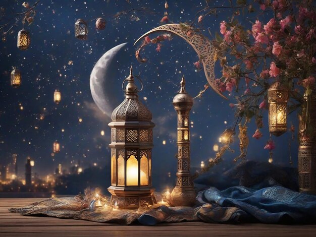 Photo ramadan with elements of elements like lantern