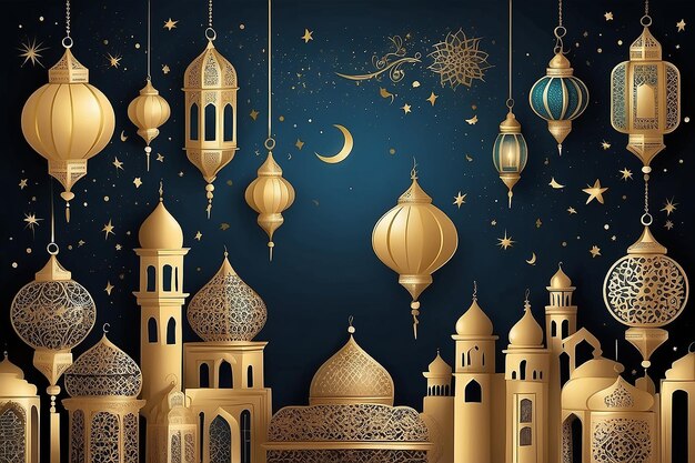 Ramadhan Kareem Greeting Cards Achtergrond van de islamitische kunststijl