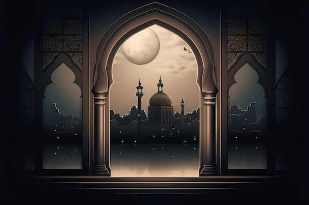 Ramadhan kareem mosque background generated ai