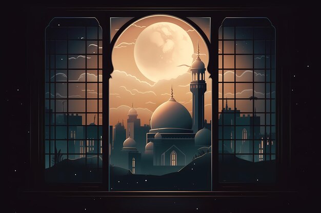 Ramadhan kareem mosque background generated ai