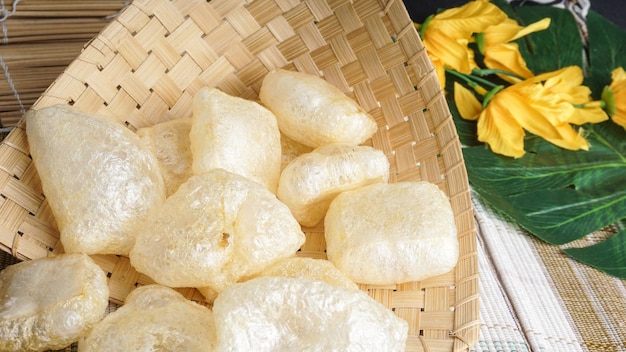 Rambak or Dorokdok or kerupuk kulit is Indonesian traditional crackers Made from soft inner skin of cattle Cow or Water Buffalo