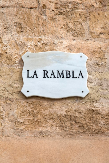 Rambla-straatnaambord, Palma, Spanje