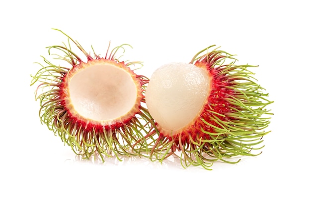 Rambutan fruits isolated on white surface