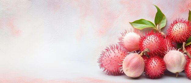 Rambutan geïsoleerde pastel achtergrond Kopieerruimte