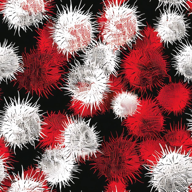 Rambutan patroon met harige textuur en exotisch ontwerp met willekeurige pa tile naadloze kunst tatoeage inkt