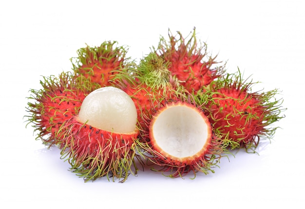 Rambutan on white wall