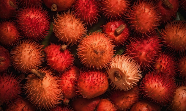 Rambutans on a dark background Generative AI