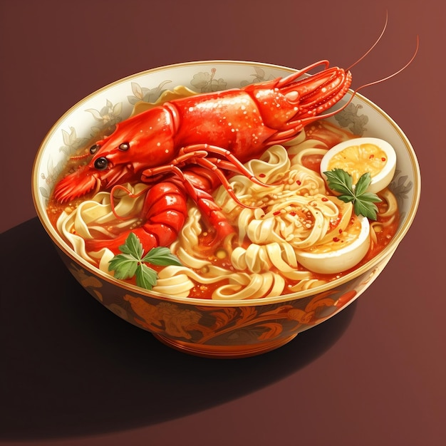 Ramen art print seafood ramen shrimp ramen