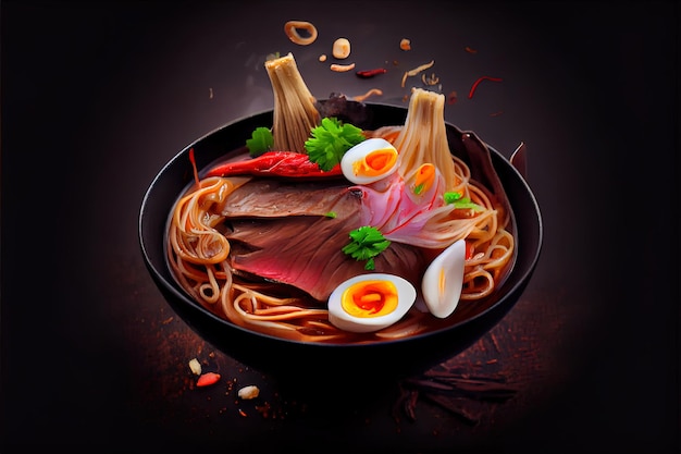 Ramen Aziatische noedel in bouillon