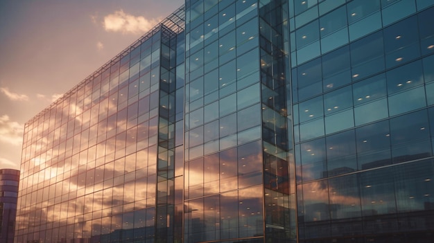 Ramen in kantoorgebouwen Generatieve AI met Reflective Glass Architecture Facade Design