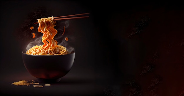 ramen korean-japanese food in the bowl realistic 3D, product showcase for food photography