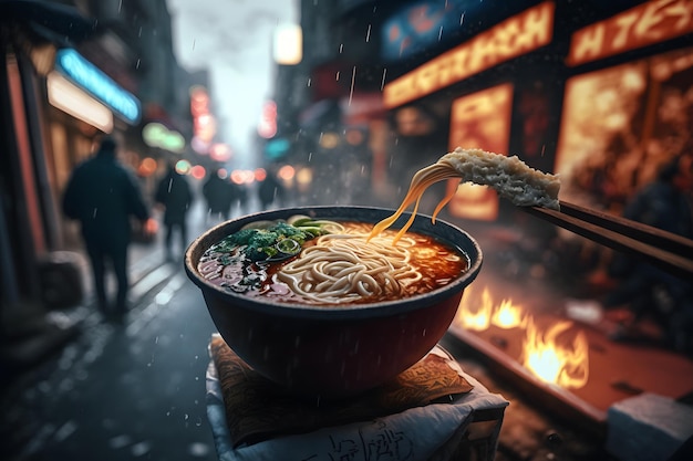 ramen noodle spicy sauce ancient food Generative AI