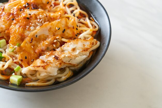 ramen noodles with gyoza or pork dumplings - Asian food style