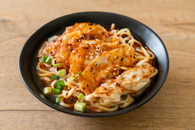 ramen noodles with gyoza or pork dumplings - Asian food style