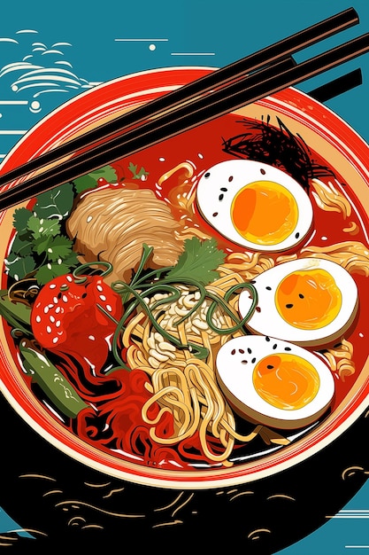 Foto illustrazione del piatto di ramen