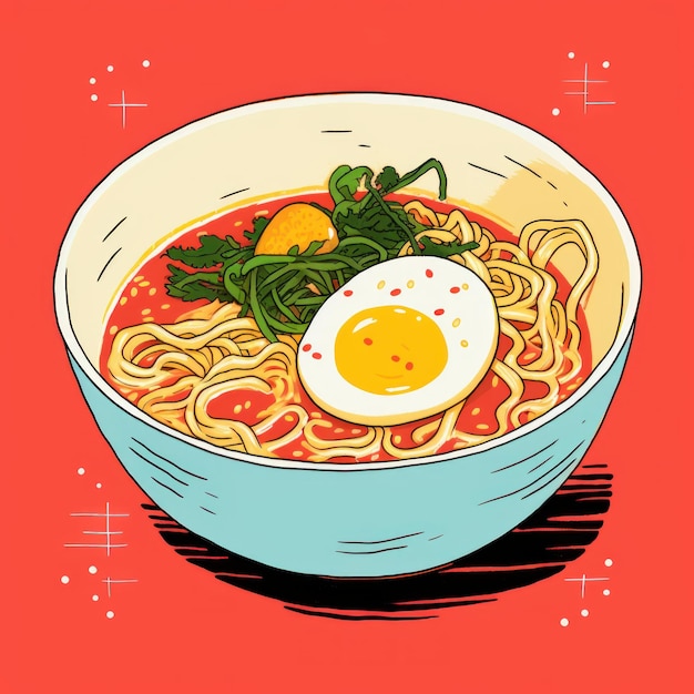 Photo ramen in retro style generative ai