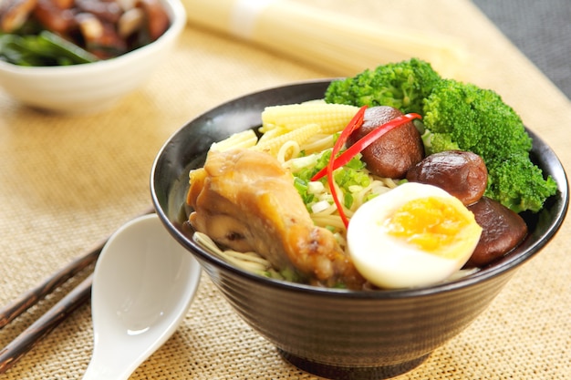 Ramen Soup with Chicken and Soft Boiled Egg