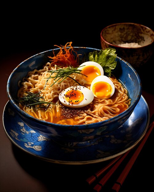 Photo ramen soup with eggs