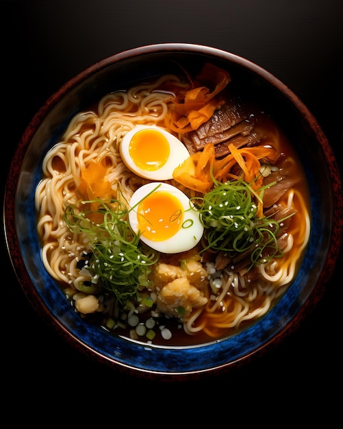 Photo ramen soup with eggs