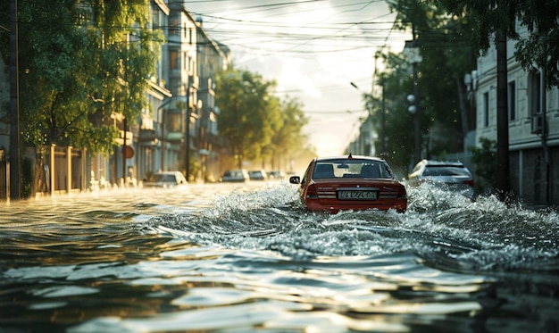 Ramp en overstroming in de stad