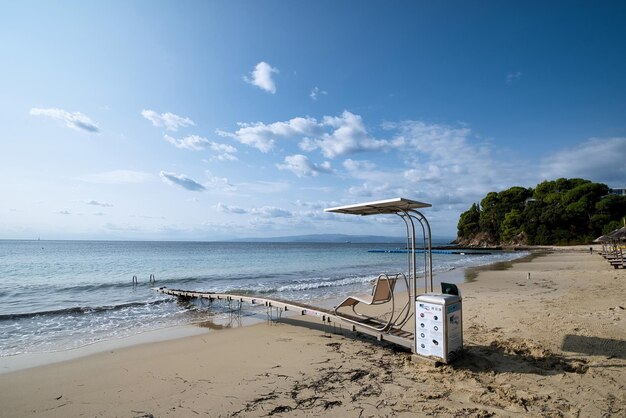 Ramp which provides access to the sea for the handicapped