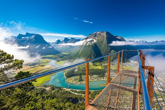 Rampestreken in andalsnes norway a famous tourist track and viewpoint