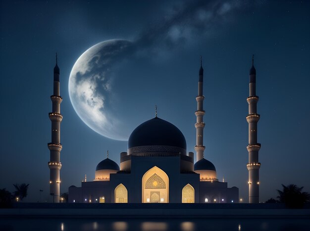 Ramzan Background bright mosque in background