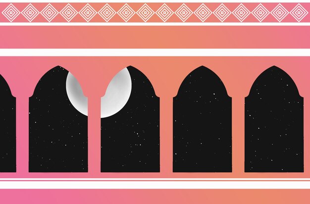 Foto architettura islamica del ramadan sfondio con la luna