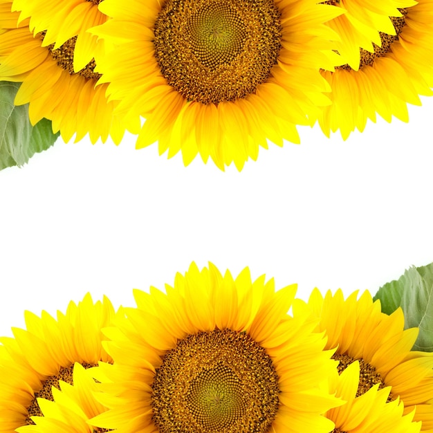 Rand van grote zonnebloemen met kopieerruimte