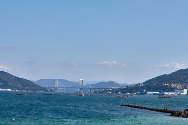 The Rande bridge in Vigo seen from Playa de la Gua