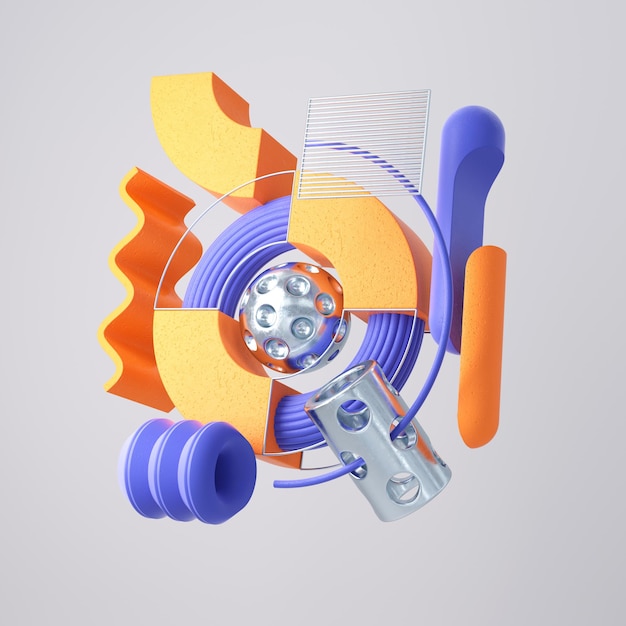 random 3d shapes modern colorful composition 3d rendering illustration