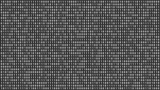 Random digital binary data screen background, abstract futuristic computer programing code technology illustration